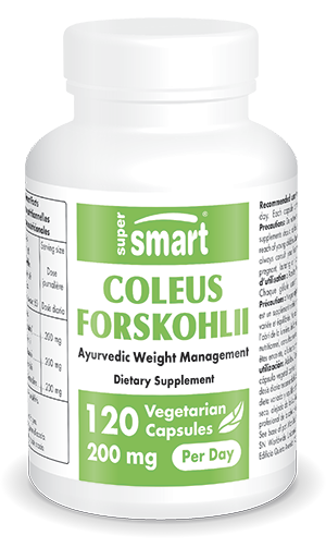 Coleus Forskohlii 200 Mg , GMO & Gluten Free , 120 Vegetarian Capsules - SuperSmart