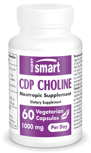CDP Choline 1000 Mg Per Day , Made In USA , GMO & Gluten Free , Nootropic Supplement - Memory Boost Supplement , 60 Vegetarian Capsules - SuperSmart