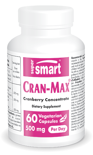 Cran-Max® 500 Mg , GMO & Gluten Free , Supplement For Healthy Urinary Tract - Cranberry Extract Pills , 60 Vegetarian Capsules - SuperSmart