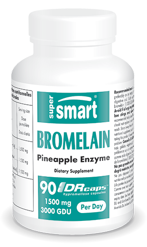 Bromelain 500 Mg/1000 GDU , Made In USA , GMO & Gluten Free , Pineapple Enzyme - Digestive System Health & Weight Loss , 90 DR Capsules - SuperSmart