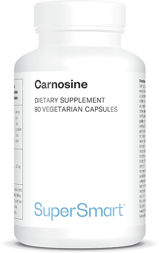 Carnosine Supplement 500 mg | GMO & Gluten Free | Peptide for Muscles & Brain Health - with Pluripotent Activity | 90 Vegetarian Capsules - Supersmart