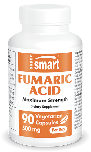 Fumaric Acid 500 Mg , GMO & Gluten Free , Skin Care Supplement , 90 Vegetarian Capsules - SuperSmart