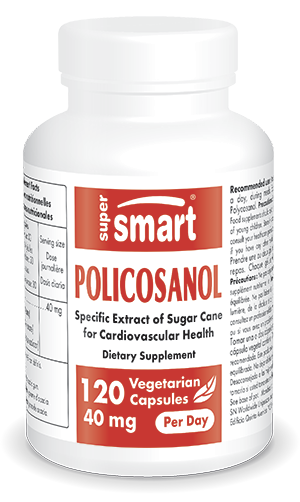 Policosanol 10 Mg , GMO & Gluten Free , Natural Cardiovascular Health Supplement - Regulate Blood Fat Levels , 120 Vegetarian Capsules - SuperSmart