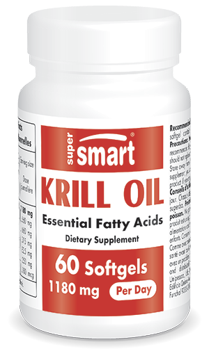 Krill Oil 1180 Mg Per Day , GMO & Gluten Free , Naturally Rich In Omega-3 (EPA & DHA) - Cardiovascular Health Supplement , 60 Sofgels - SuperSmart