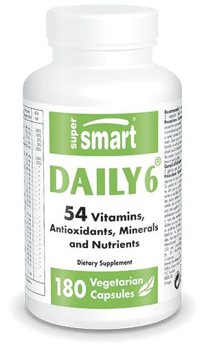 Daily 6® , Made In USA , GMO & Gluten Free , Multivitamins & Minerals Supplement - Physical & Mental Health , 180 Vegetarian Capsules - SuperSmart