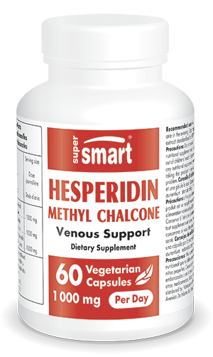 Hesperidin Methyl Chalcone 1000 mg Per Day | GMO & Gluten Free | Supplement for Blood Circulation - Heavy Legs | 60 Vegetarian Capsules - Supersmart