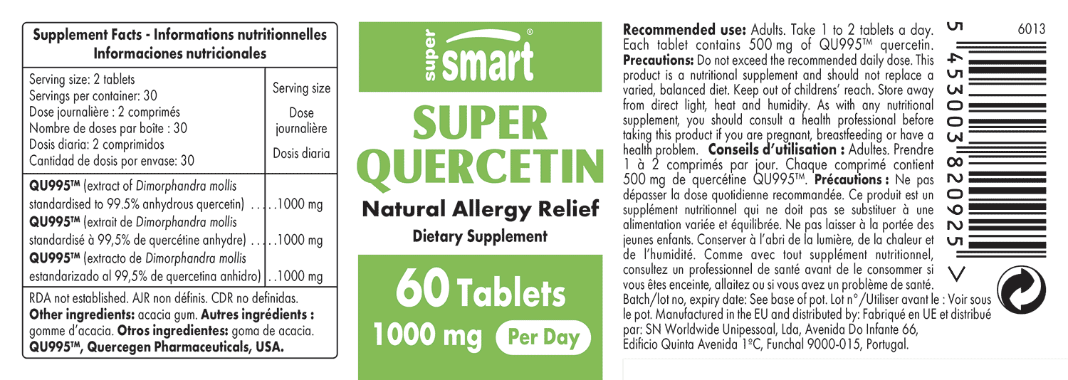 Super Quercetin 500 mg Supplement for Allergies Multiple Benefits