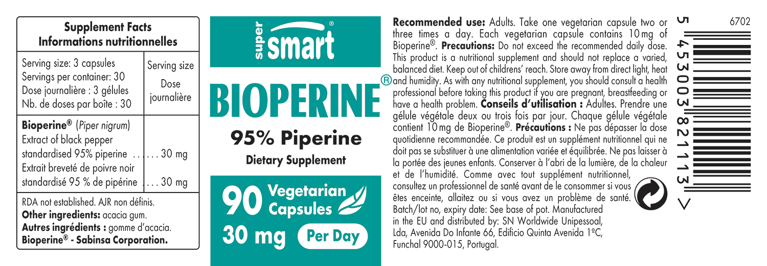 Bioperine 10 mg Extract of Black Pepper Multiple Benefits