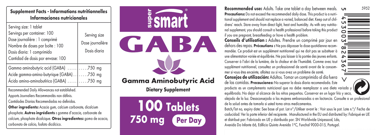 GABA Supplement 750 mg AntiStress Neurotransmitter Multiple Benefits