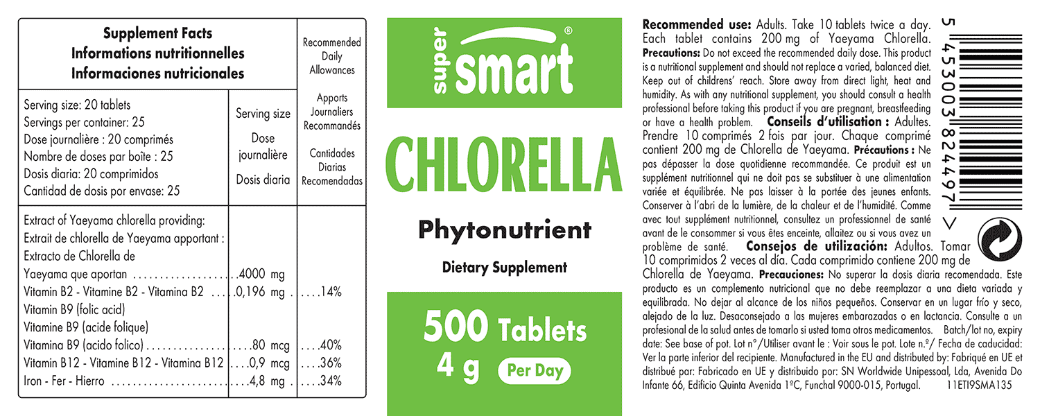 Chlorella 200 mg Tablets Freshwater Green Algae Mutiple Benefits