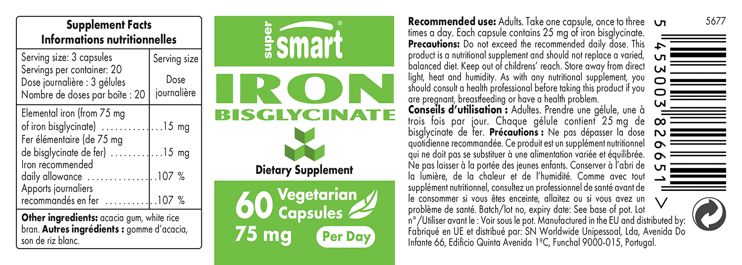 Iron Bisglycinate 25 mg Iron Supplement with High Bioavailability