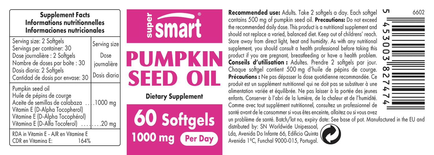 Pumpkin Seed Oil 500 mg for Relieving Problems of Prostate & Menopause