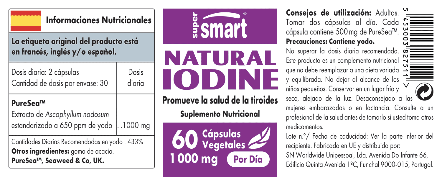 Natural Iodine 500 mg Fuente Natural de Yodo con Múltiples Beneficios