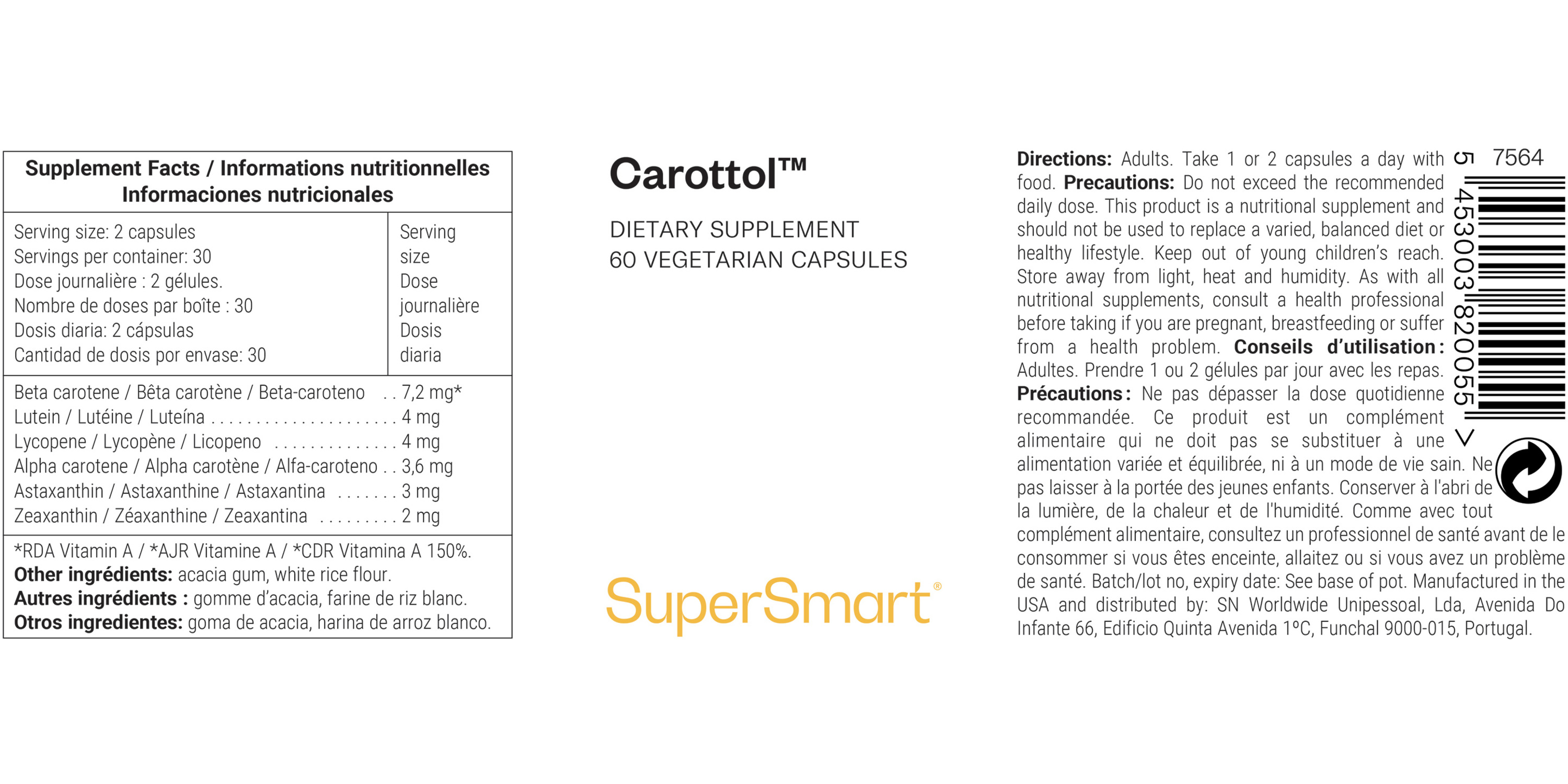 Complément alimentaire de bêta-carotènes Carottol™