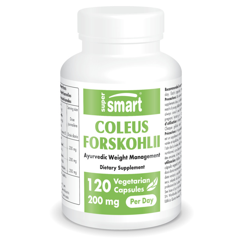 Coleus Forskohlii 200 Mg , GMO & Gluten Free , 120 Vegetarian Capsules - SuperSmart