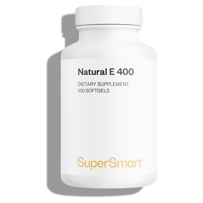 Natural E 400 IU , GMO Free , Active Form Of Vitamin E - Boost Immune System - Anti Aging , 60 Vegetarian Capsules - SuperSmart