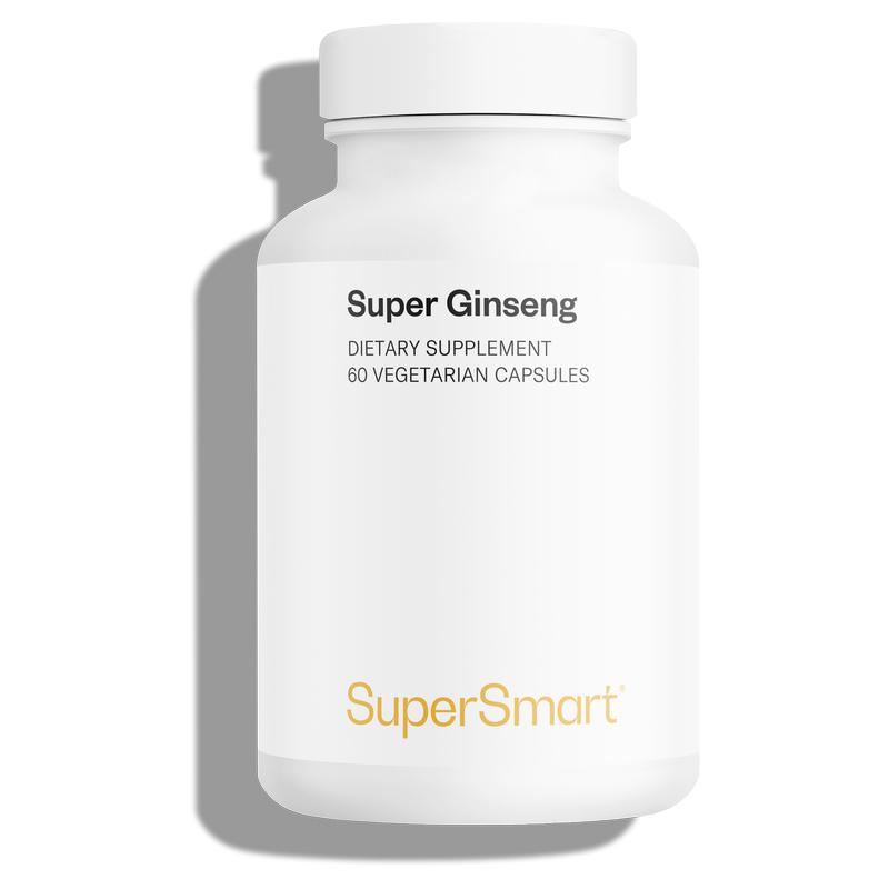 Ginseng Supplement 30% 500 Mg , GMO & Gluten Free , Adaptogenic Herbs - Mental & Physical Well Being , 60 Vegetarian Capsules - SuperSmart