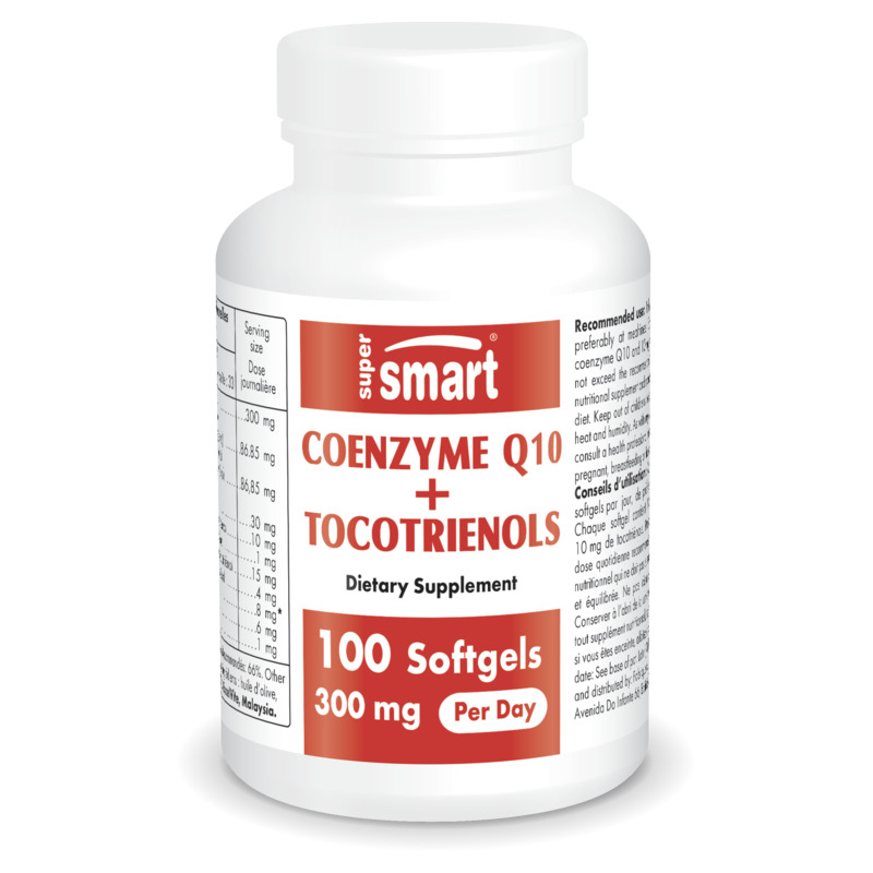 CoQ10 + Tocotrienols 100 Mg , GMO & Gluten Free , 100 Softgels - SuperSmart