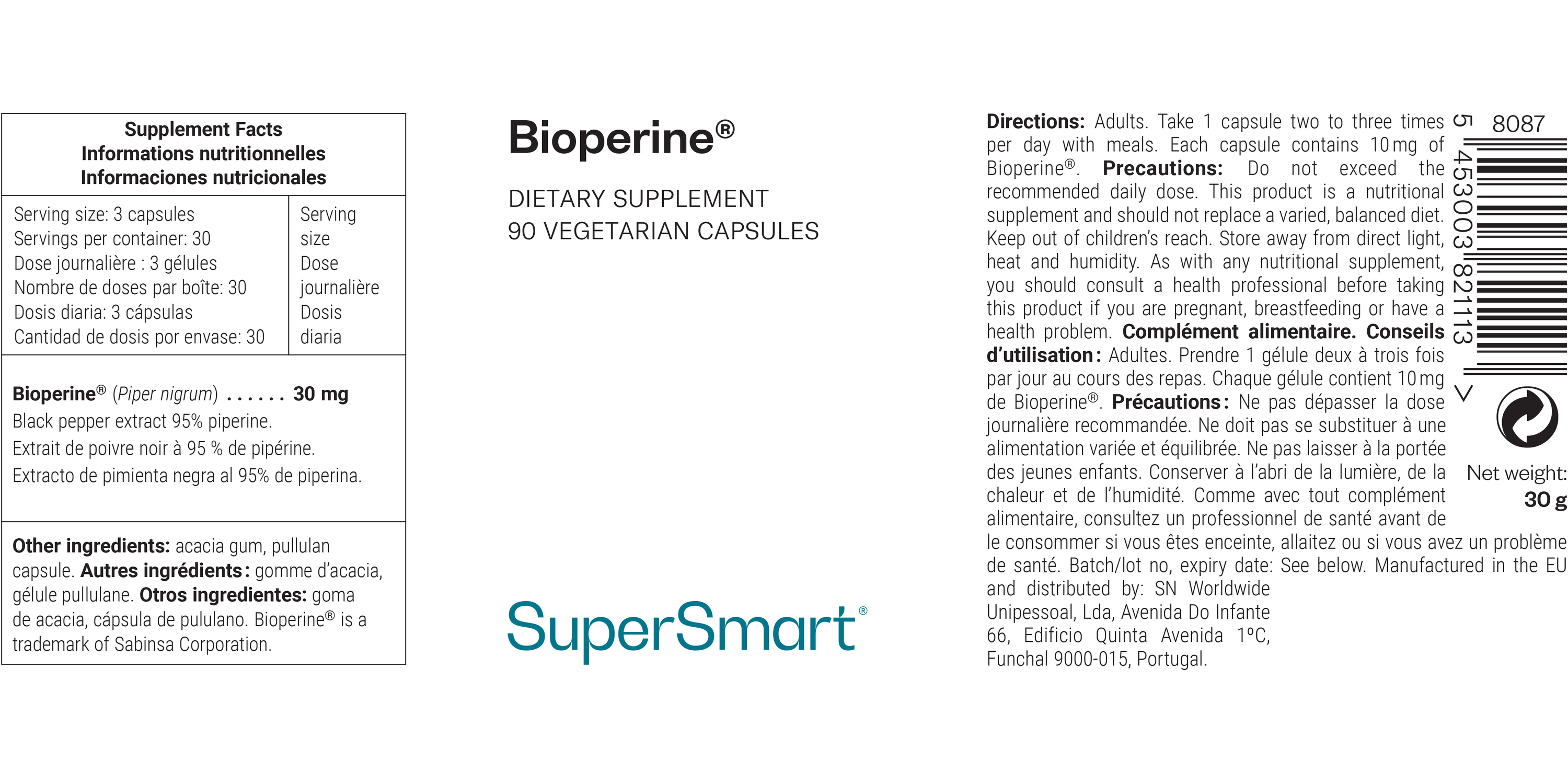 Suplemento Bioperine
