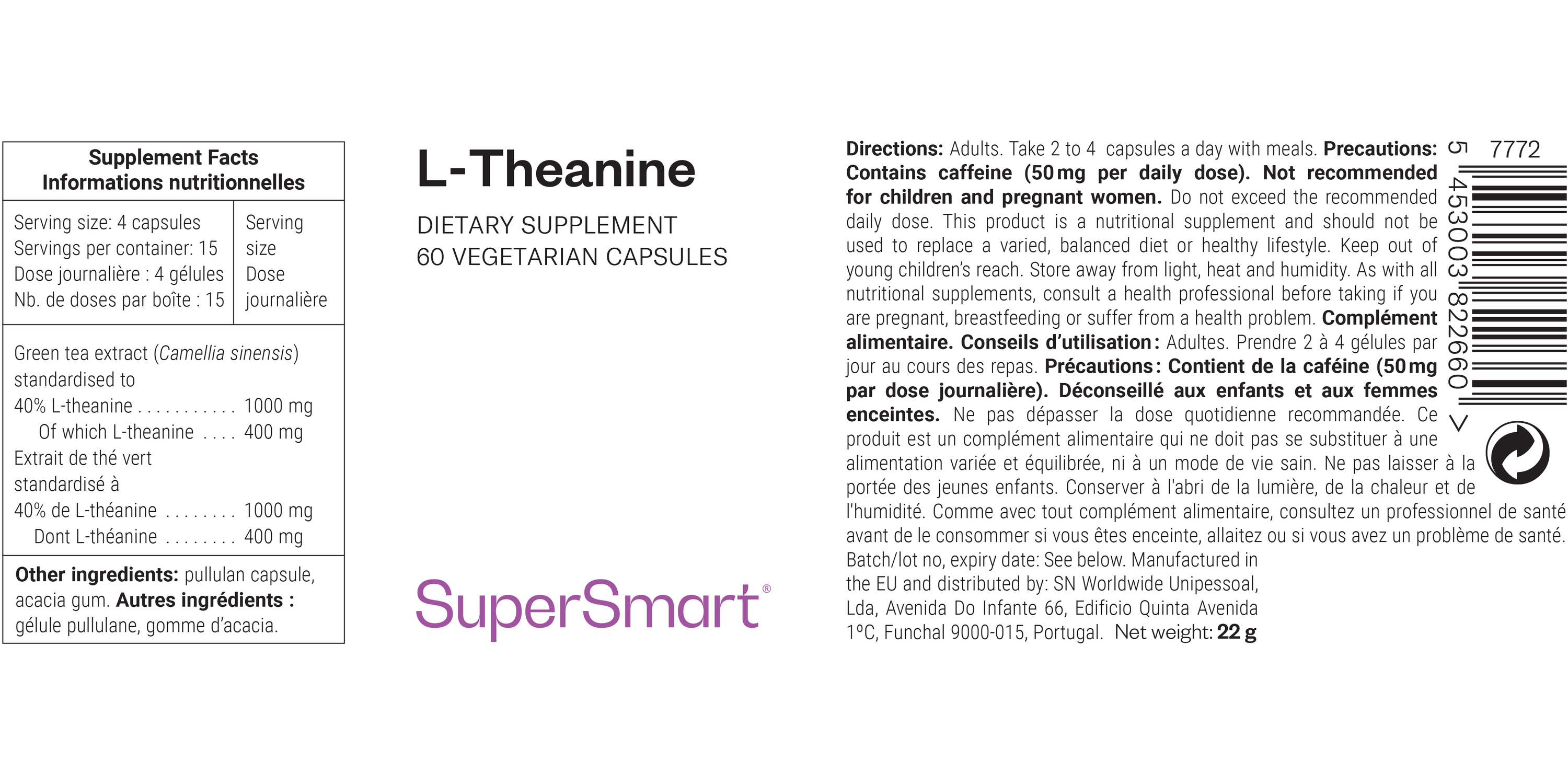 Complément alimentaire de l-théanine du thé vert