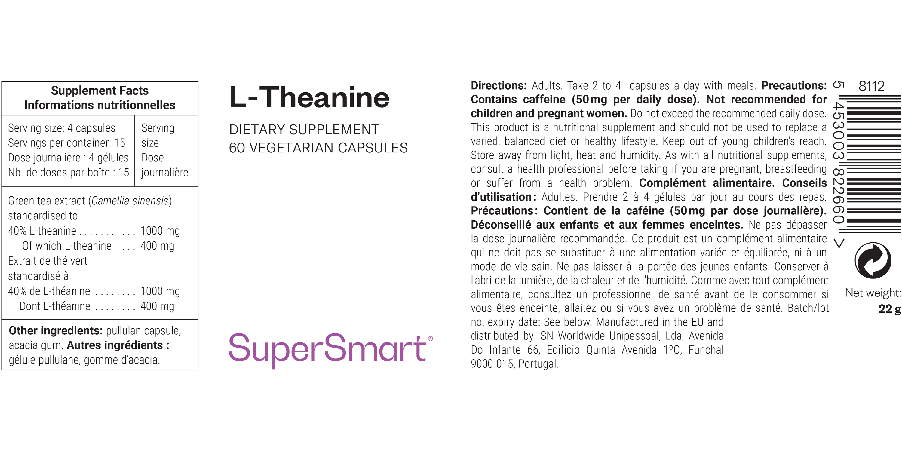 Green tea L-theanine dietary supplement
