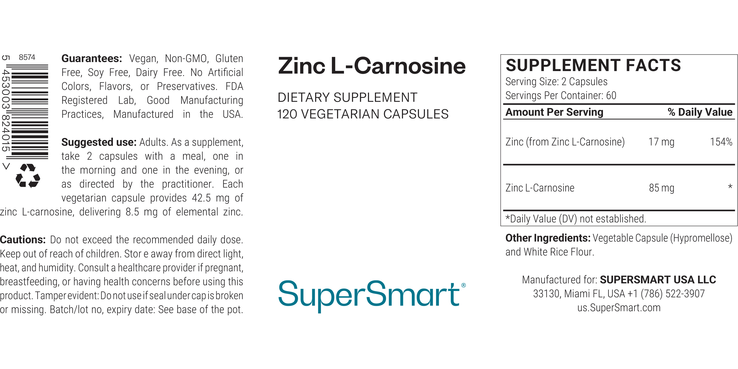 Suplemento Zinc L-Carnosine
