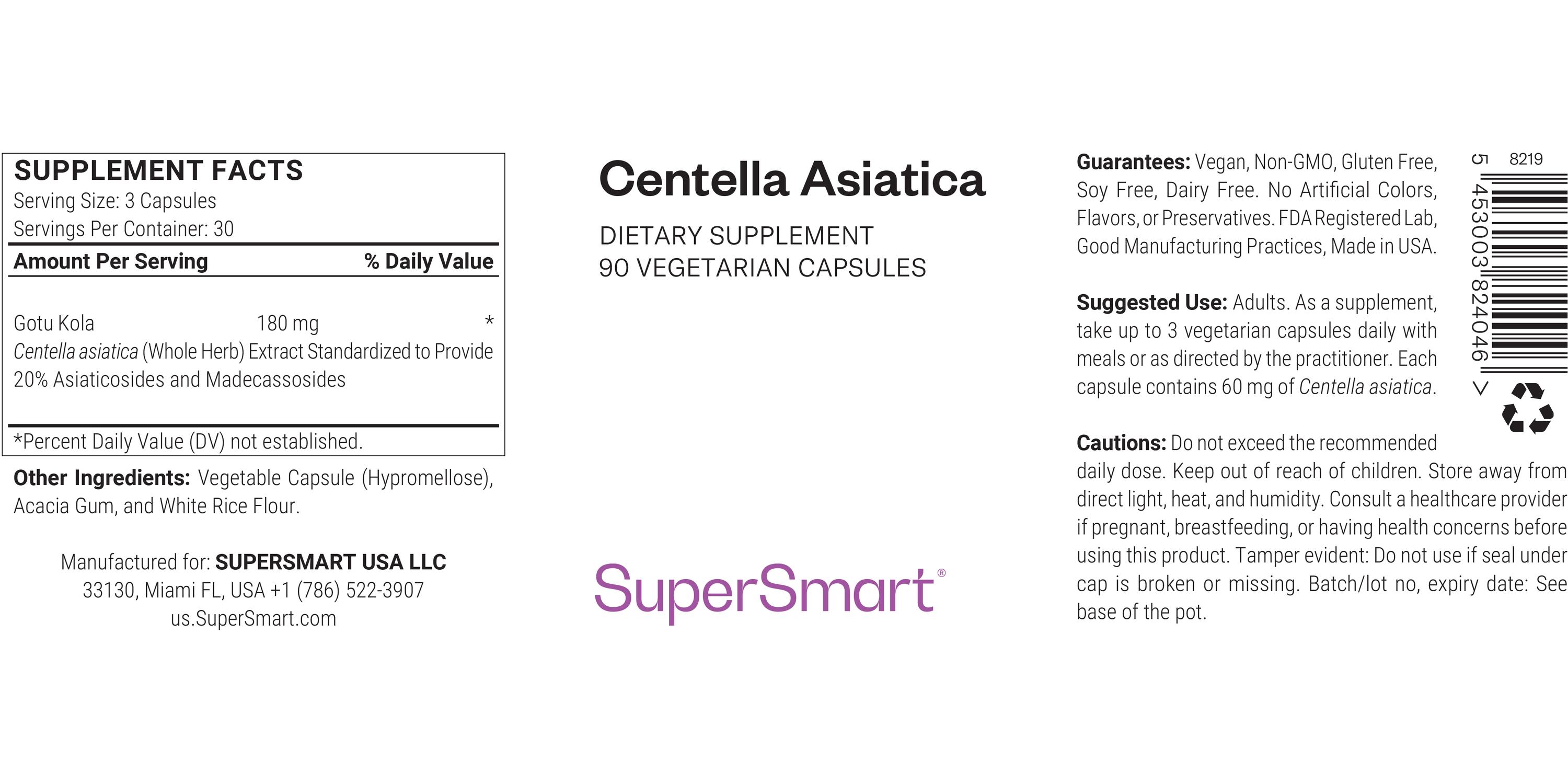 Suplemento Centella Asiatica Gotu Kola