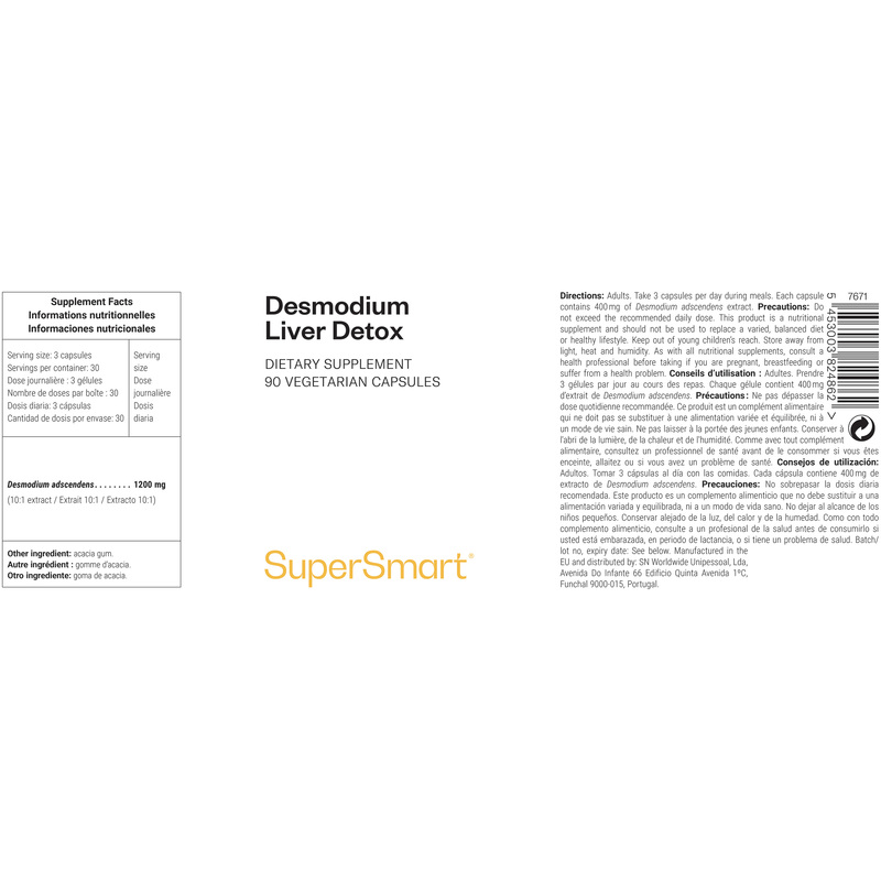 Desmodium Liver Detox | 90 Veg. Caps - SuperSmart 0