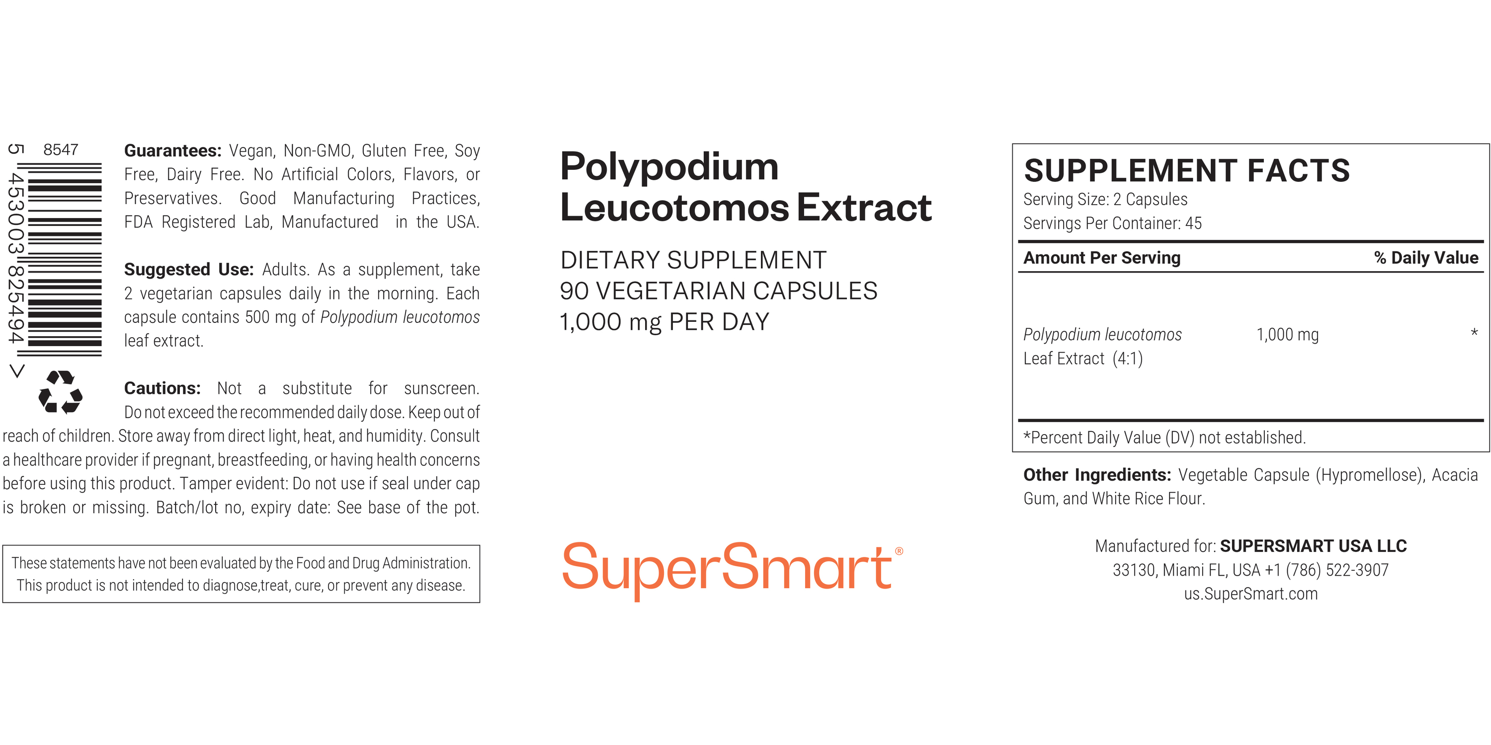 Suplemento Polypodium Leucotomos Extract