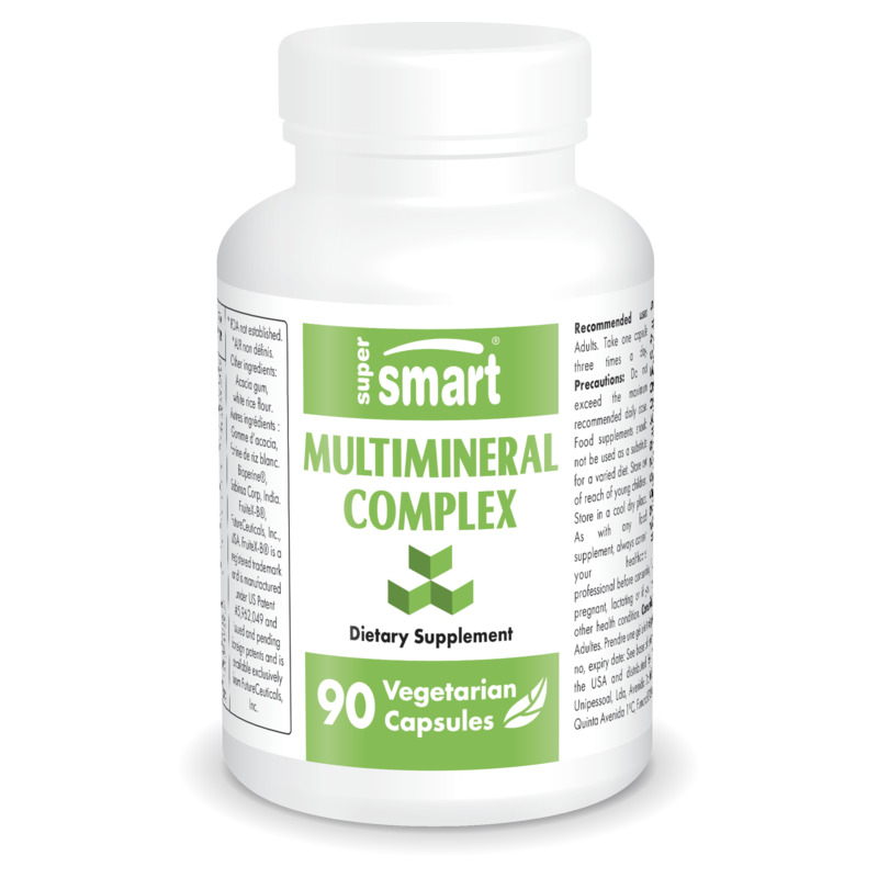 MultiMineral Complex , Made In USA , GMO & Gluten Free , Supplements For Healthy Bones - Athlete Diet & Detox , 90 Vegetarian Capsules - SuperSmart