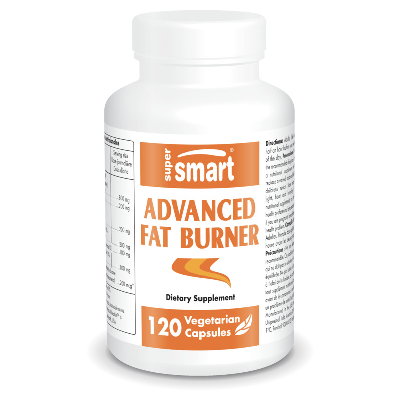 Advanced Fat Burner , Made In USA , GMO & Gluten Free , Best Fat Burning Supplements - Weight & Body Fat Loss , 120 Vegetarian Capsules - SuperSmart