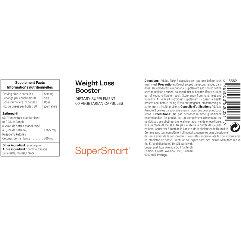 Weight Loss Booster , GMO & Gluten Free , Promote Satiety , 60 Vegetarian Capsules - SuperSmart