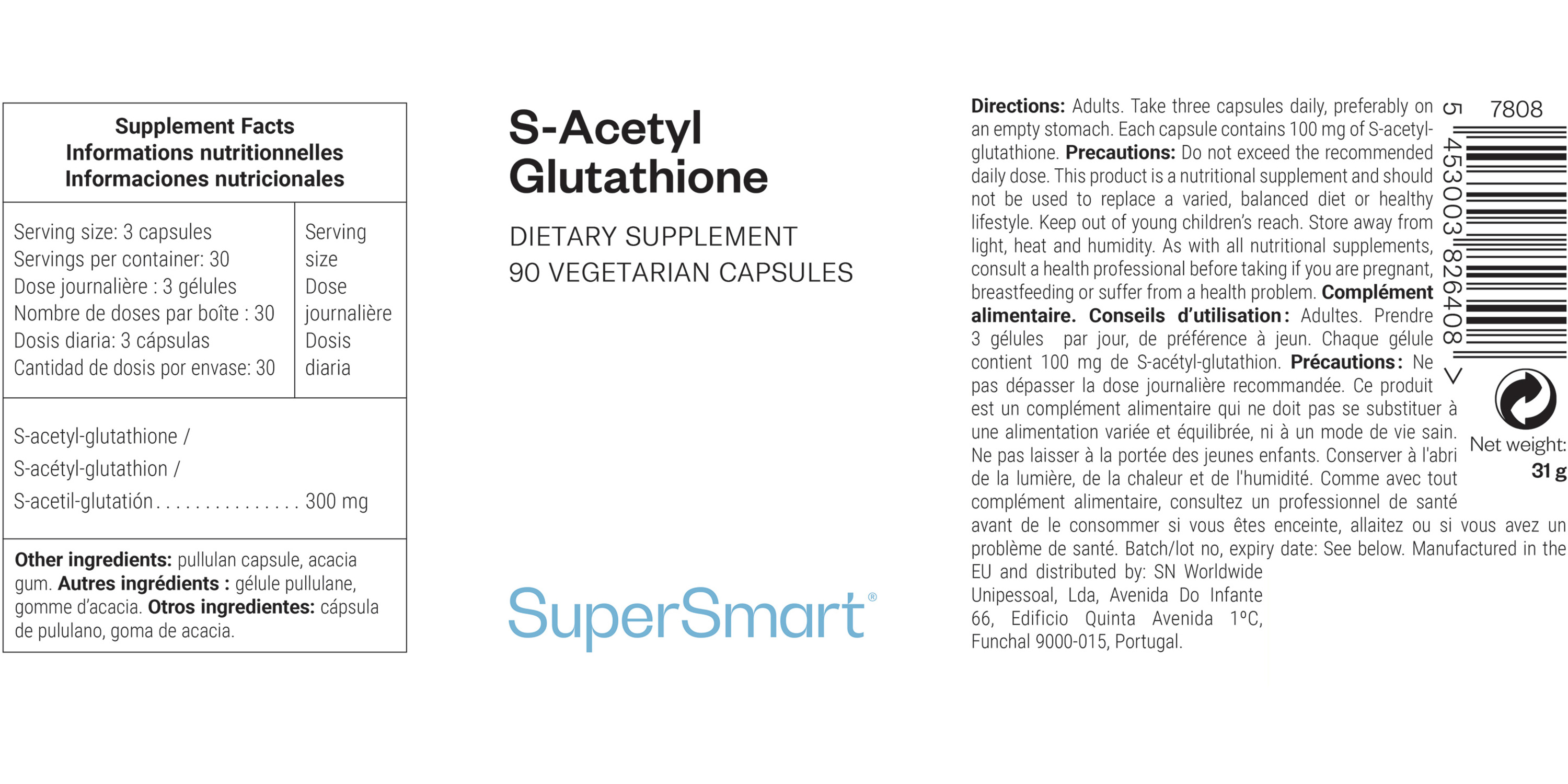 S-Acetyl Glutathione Supplement 