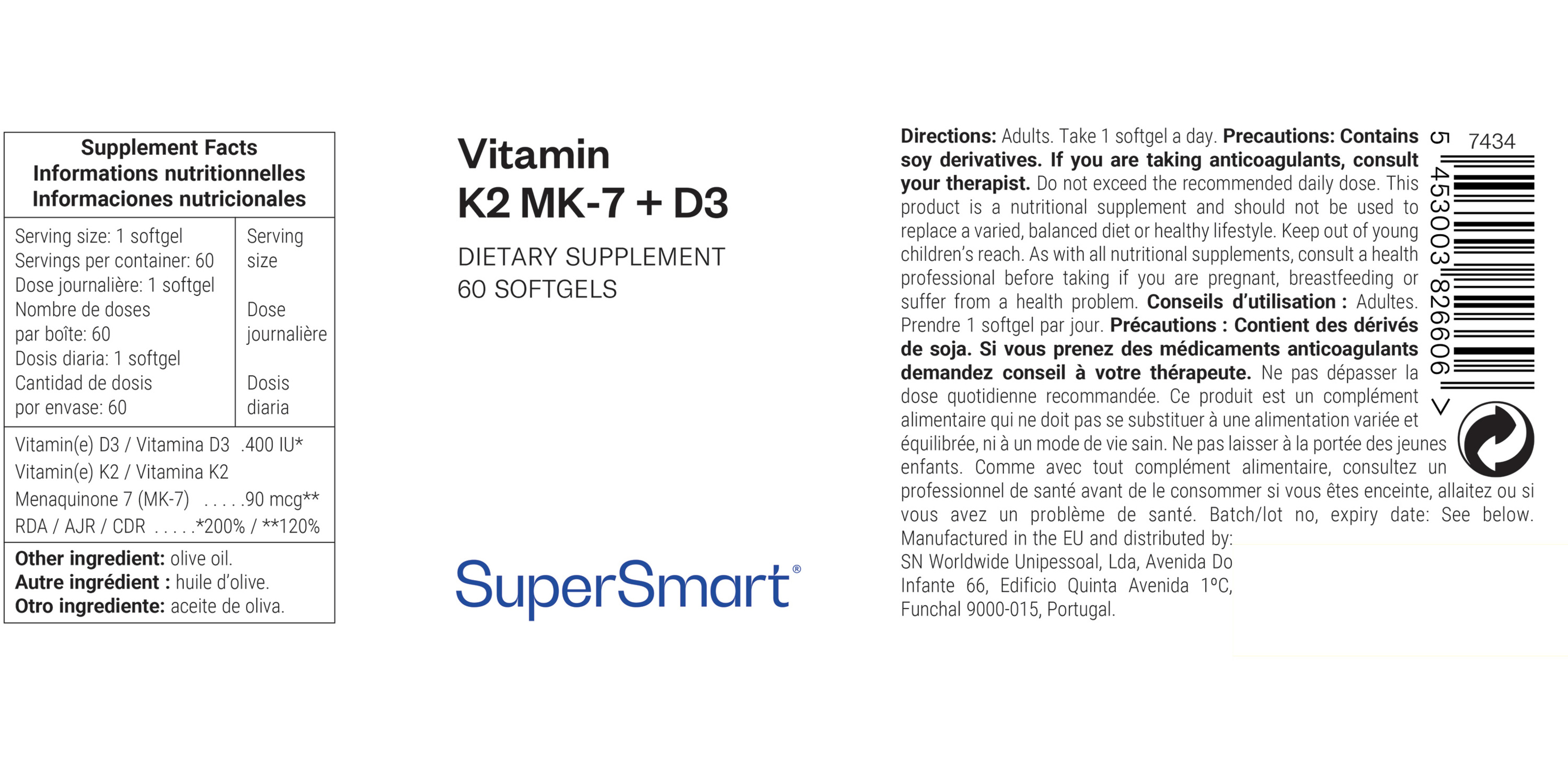 MK-7 90 mcg + Vitamin D3 Supplement