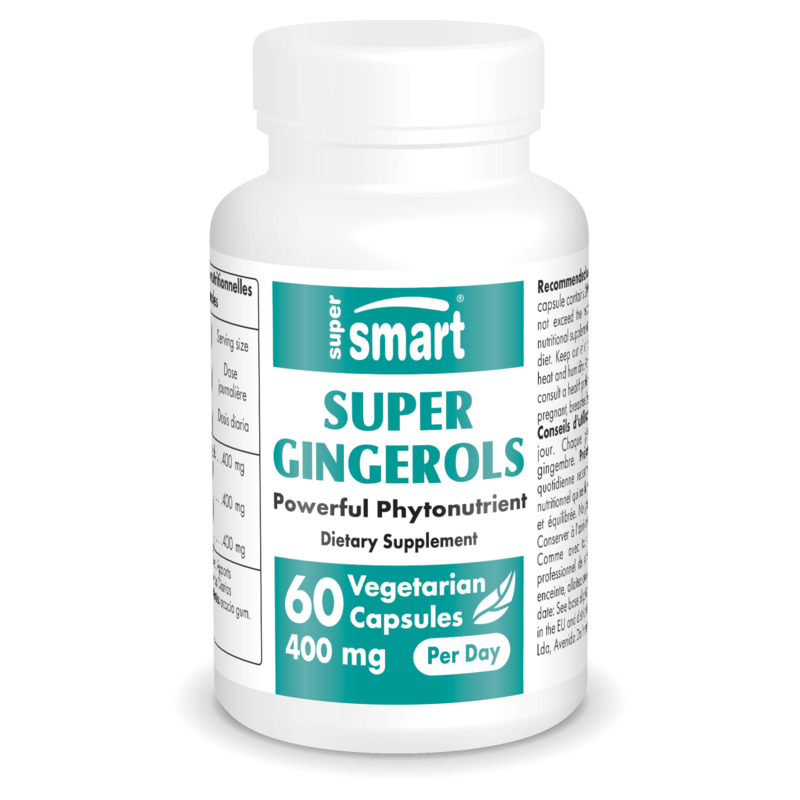 Super Gingerols 400mg - SuperSmart , High Potency 20% Gingerol - Ginger Root Extract Supplement , Gluten Free - 60 Vegetarian Capsules