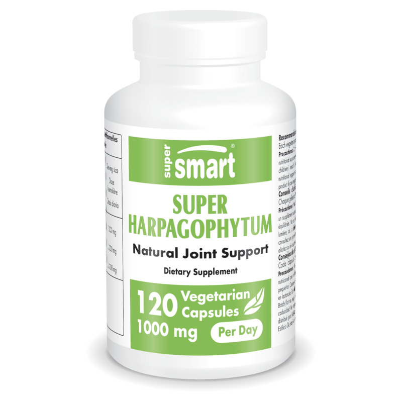 Super Harpagophytum 1000 Mg Per Day , GMO & Gluten Free , Joint Support Supplement - Back Pain Relief , 120 Vegetarian Capsules - SuperSmart