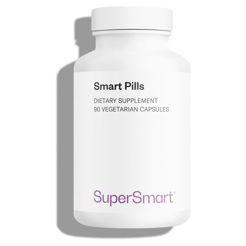 Smart Pills , GMO & Gluten Free , Best Nootropic Supplement - Brain Booster - Caffeine & L-theanine , 60 Vegetarian Capsules - SuperSmart