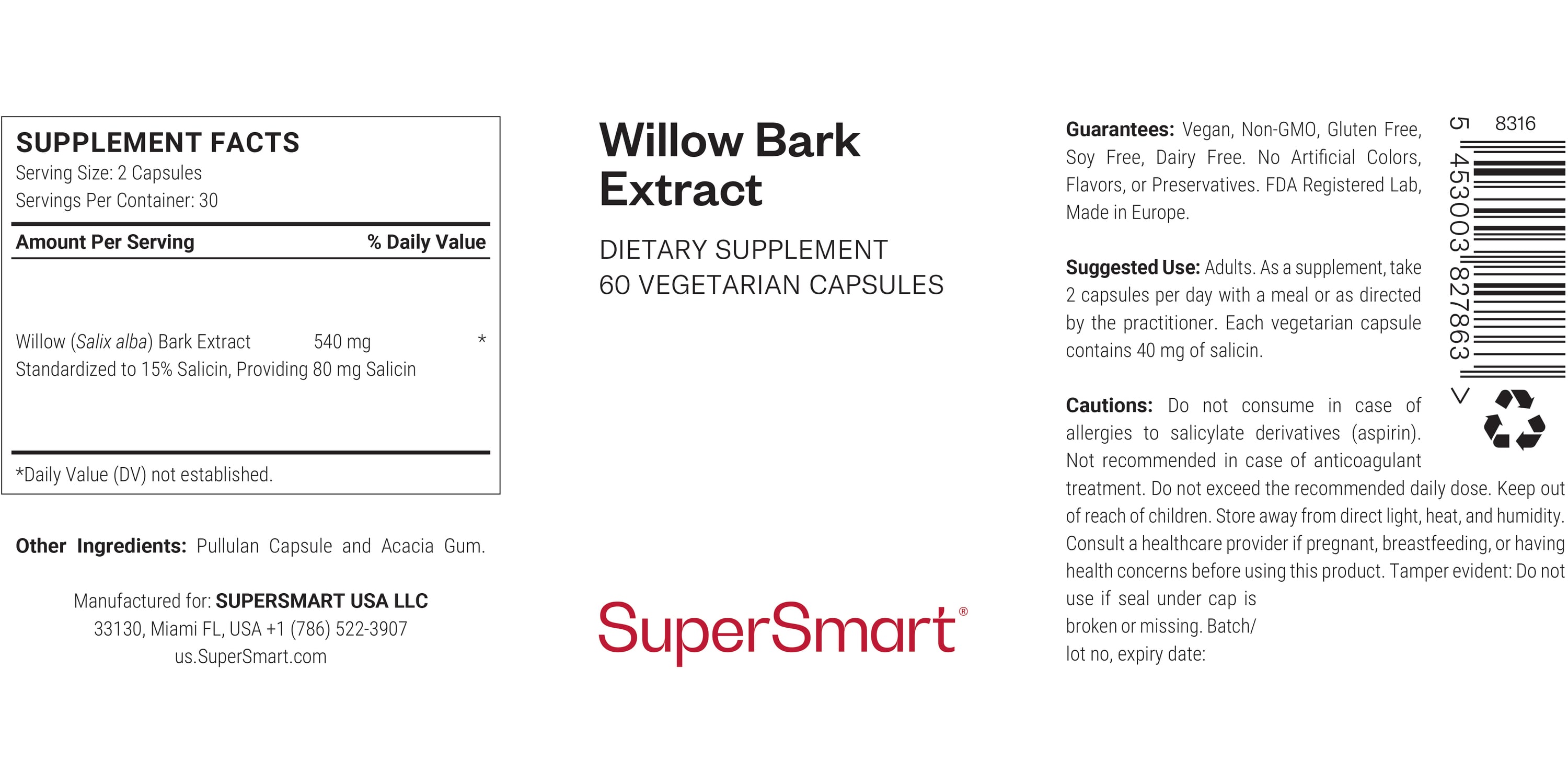 Willow Bark Extract Supplement
