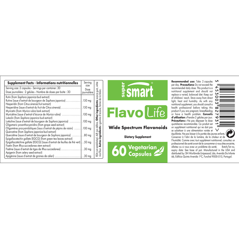 FlavoLife - SuperSmart , 9-in-1 Flavonoids Complex Supplement - High Strength , Gluten Free - 60 Vegetarian Capsules