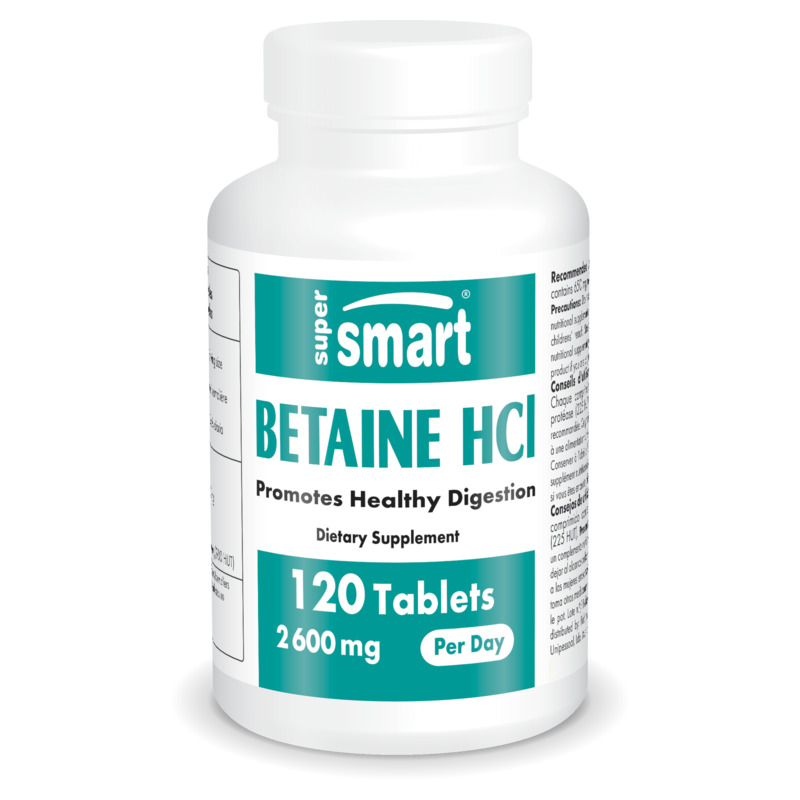 Betaine HCl , 120 Tablets - SuperSmart