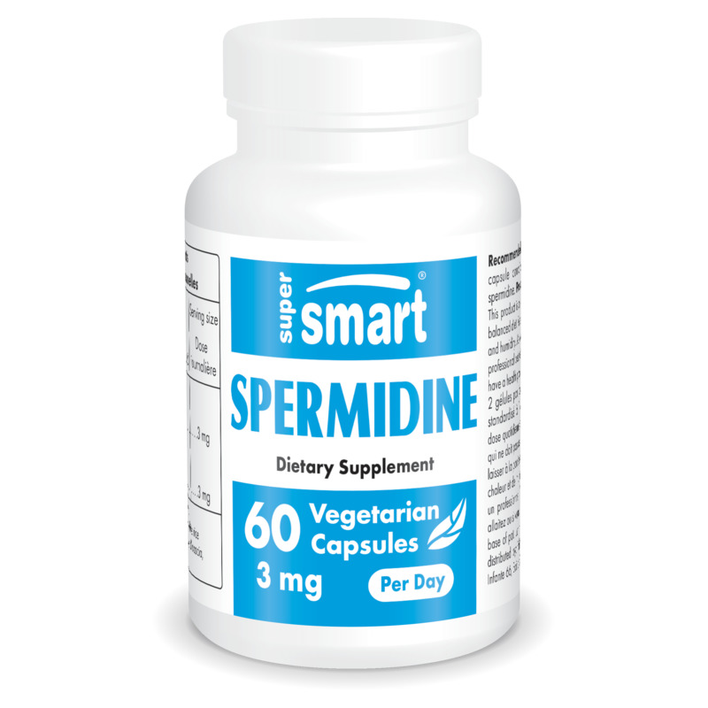 Spermidine 3mg - SuperSmart , Rice Starch Extract Supplement , Non-GMO & Gluten Free - 60 Vegetarian Capsules