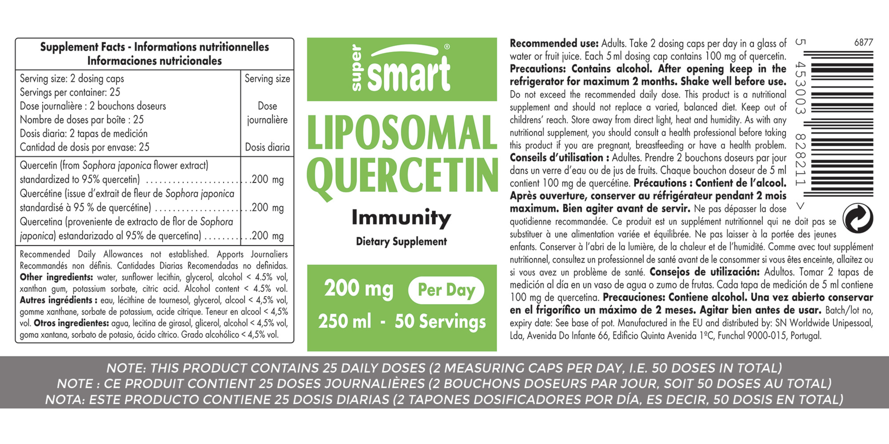 Natural liposomal quercetin