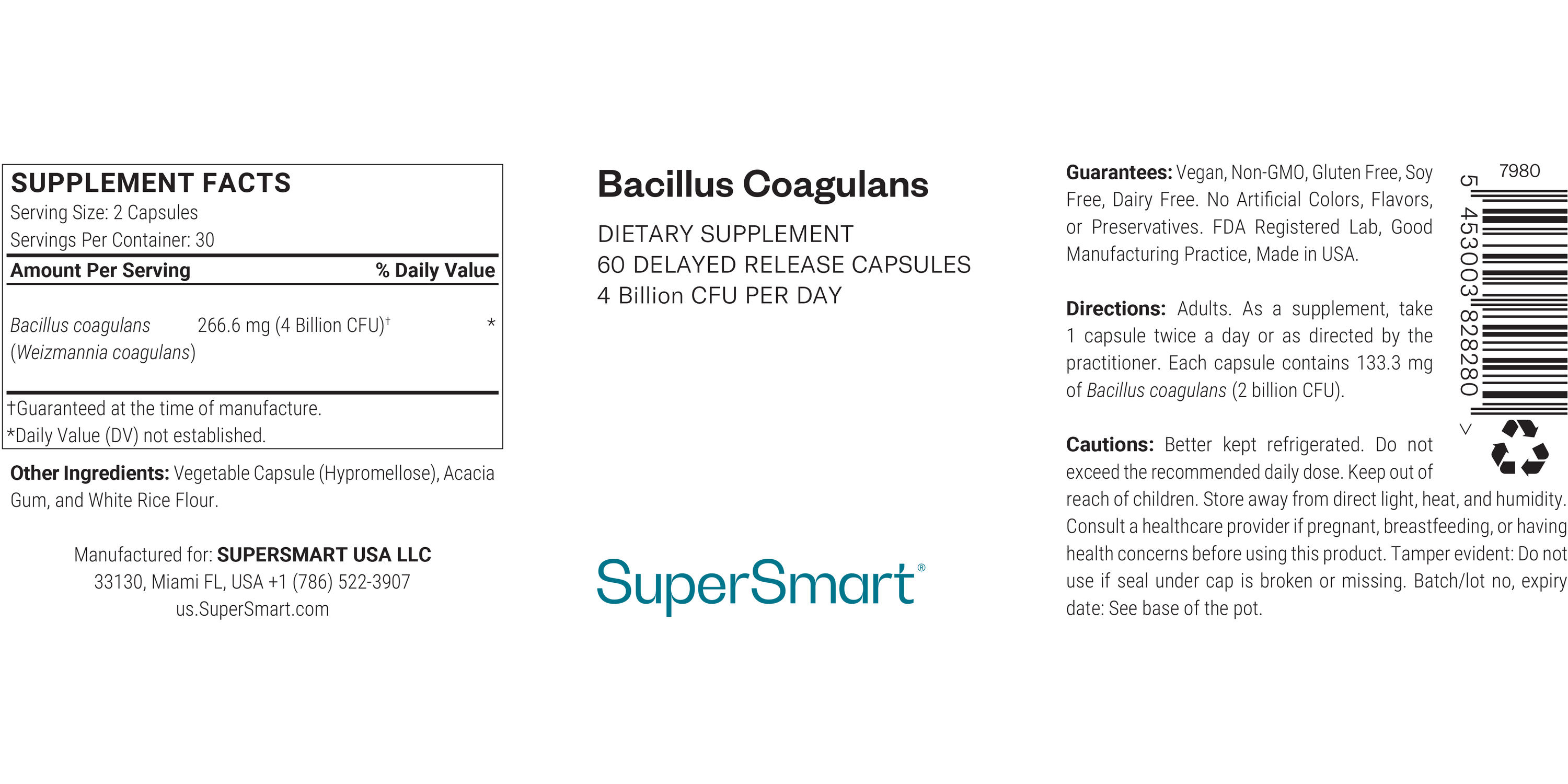 Bacillus Coagulans Probiotic Supplement