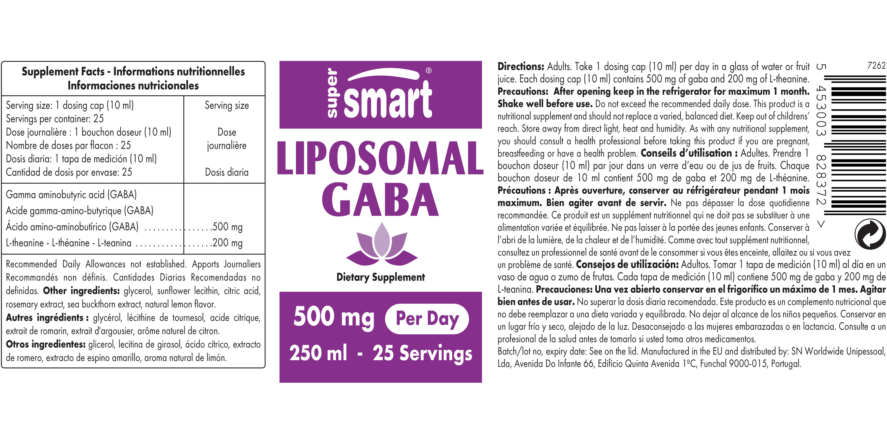 Liposomal GABA supplement with L-theanine