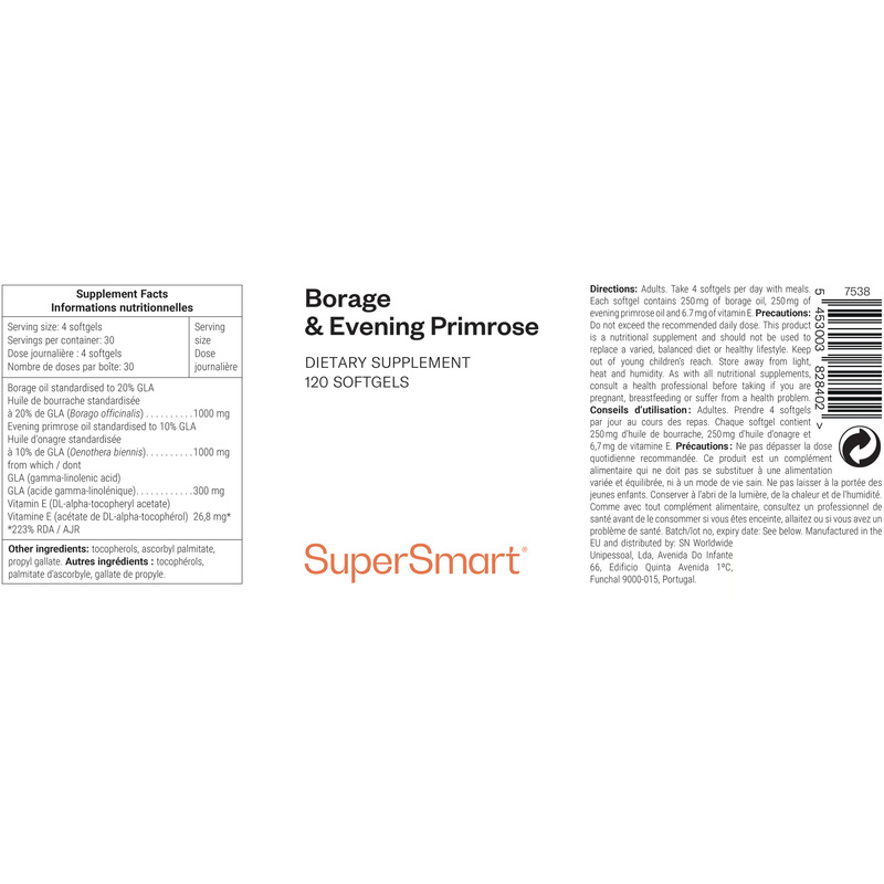 Borage & Evening Primrose , 120 Softgels - SuperSmart