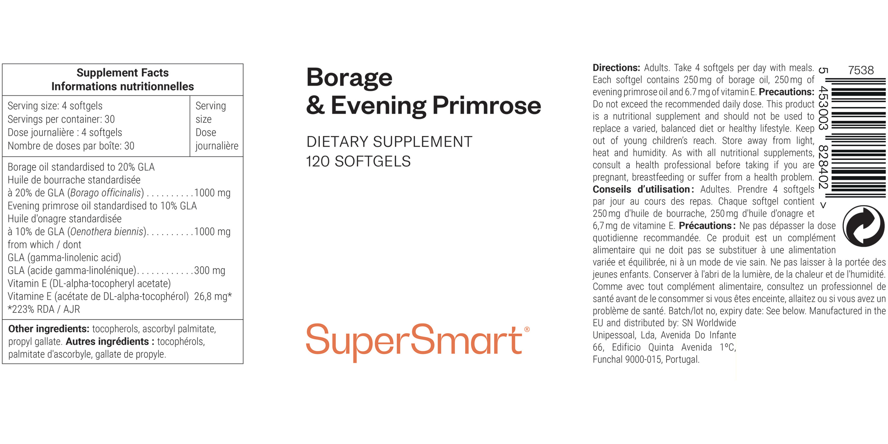 Borage and evening primrose oil dietary supplement