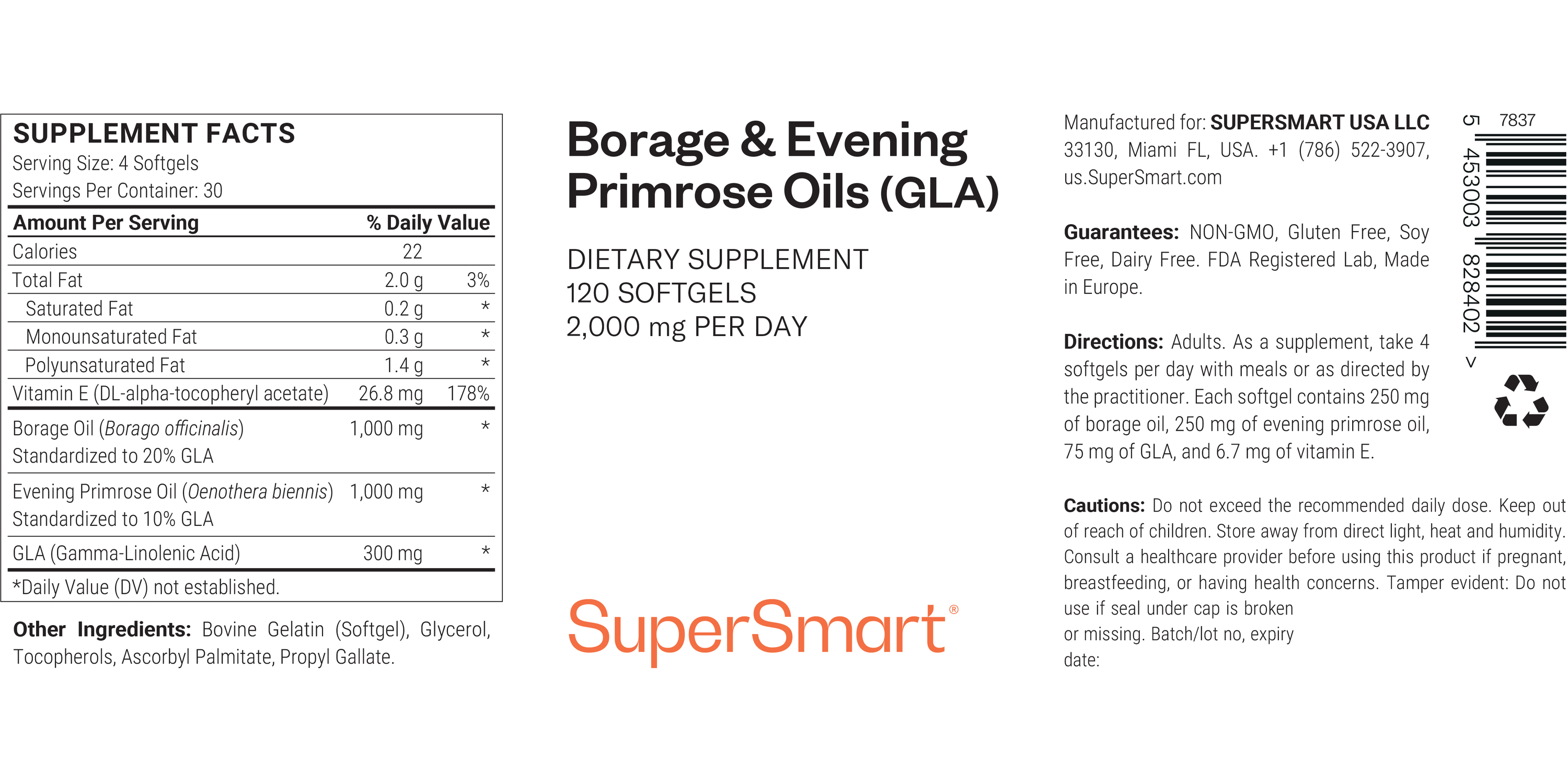 Complemento alimenticio de aceite de borraja y onagra