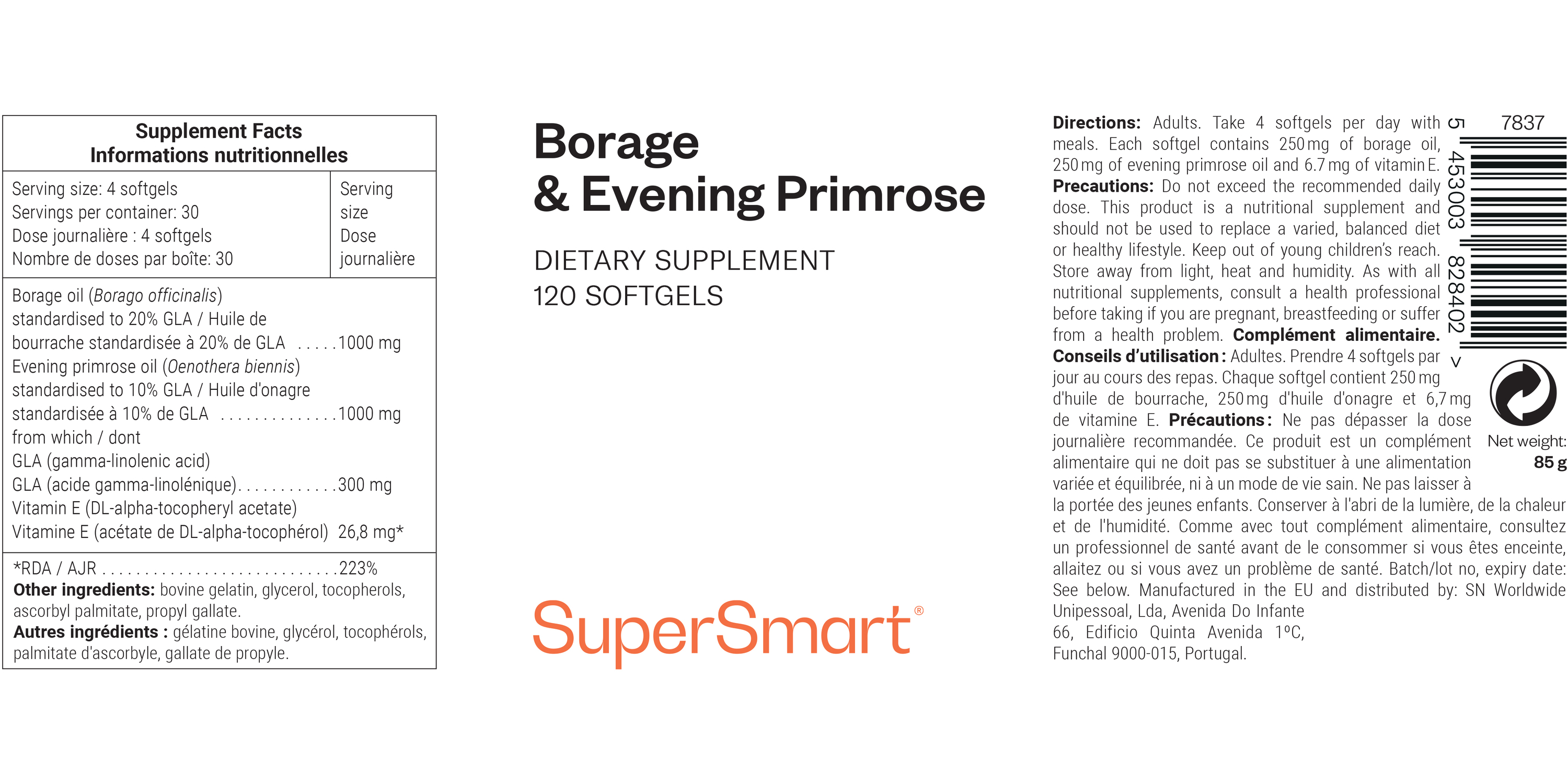 Borage and evening primrose oil dietary supplement