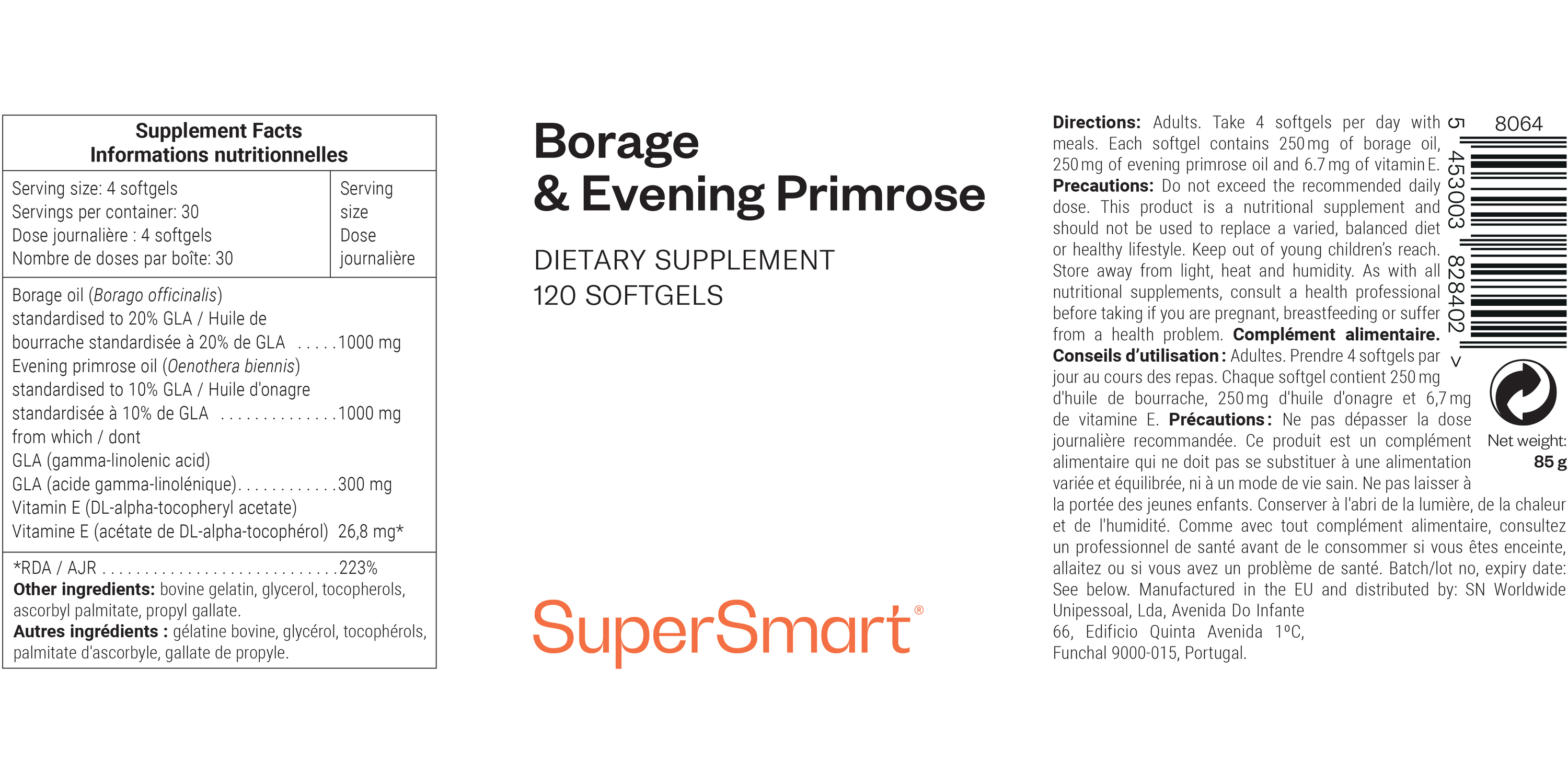 Borage and evening primrose oil dietary supplement