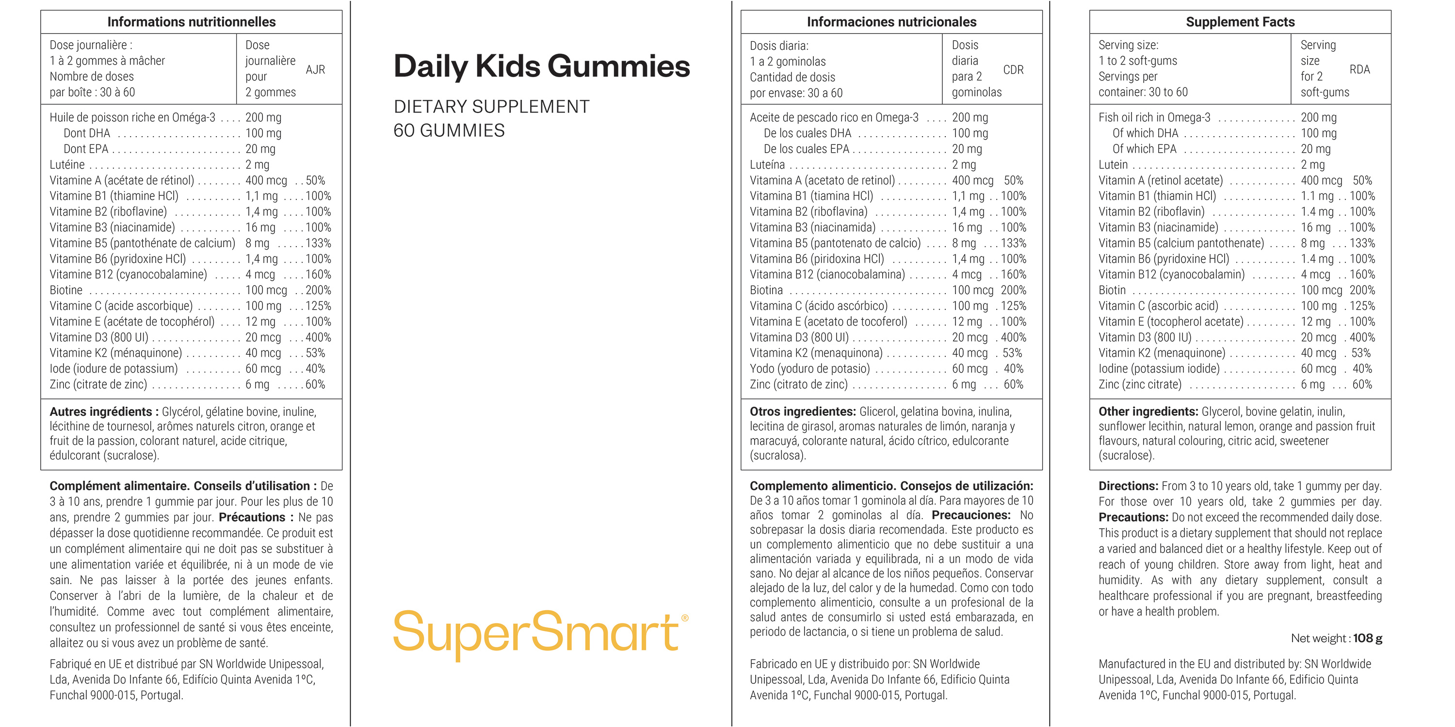 Gominolas para el bienestar e inmunidad infantil*